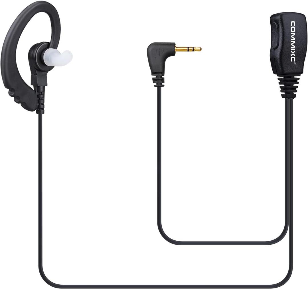 2-Pack Walkie Talkie Earpieces with Mic PTT, 2.5mm 1-Pin Two Way Radio Headset, Compatible with Motorola Talkabout Walkie Talkies