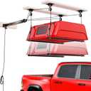 Truck Cap Hoist System for Garage Ceiling 250 lb, Smart 4-Point Self-Leveling Garage Hoist with 8:1 Pulley Lift System, Easy One-Person Overhead Garage Storage Lift for Truck Topper Rack