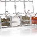 Yesland Clear Seasoning Rack Spice Pots - 4 Piece Storage Container Condiment Jars - Acrylic Seasoning Box, Cruet with Cover and Spoon