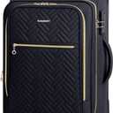 BAGSMART Carry On Luggage 20 Inch,Softside Expandable Suitcase with Spinner Wheels, Luggage 22x14x9 Airline Approved Rolling Lightweight Suitcases for Women Men, Compact Carry-On (Black)