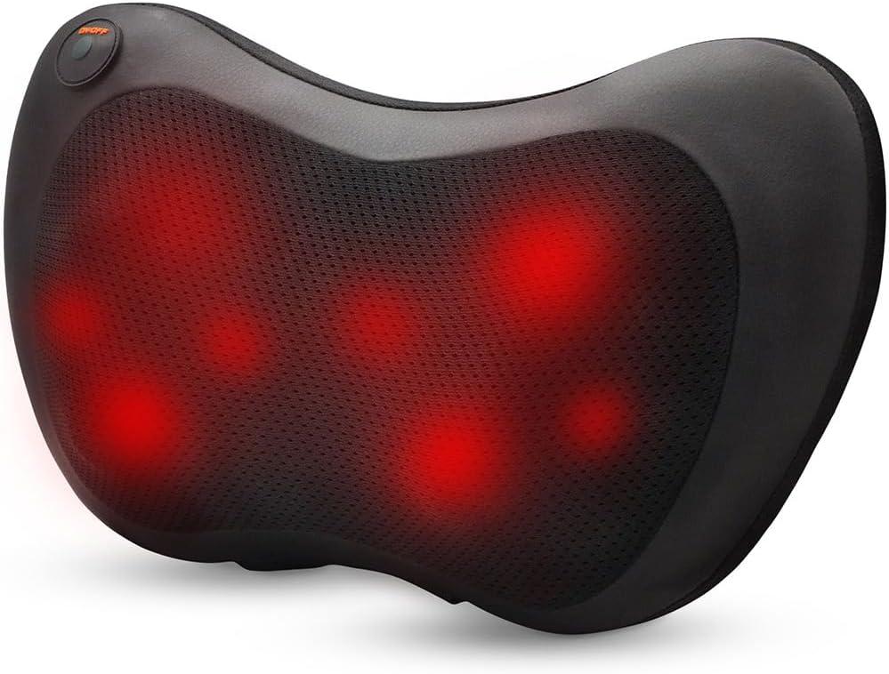 Back Massager with Heat Massagers for Neck and Back -Shiatsu Kneading Massage Pillow for Back, Shoulder, Leg Pain Relief -Gifts for Men Women Mom Dad, Stress Relax at Home Office and Car