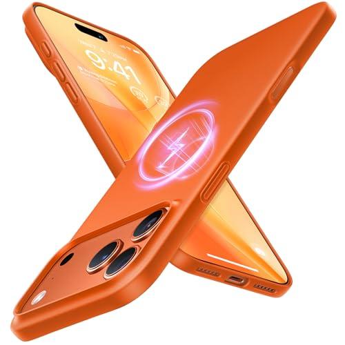 TORRAS Magnetic Slim Fit for iPhone 17 Pro Case 6.3 inch, Ultra-Thin, Compatible with MagSafe, Lightweight Matte Anti-Scratch Hard PC Cover Phone Case for iPhone 17 Pro OriginFit, Glossy Orange