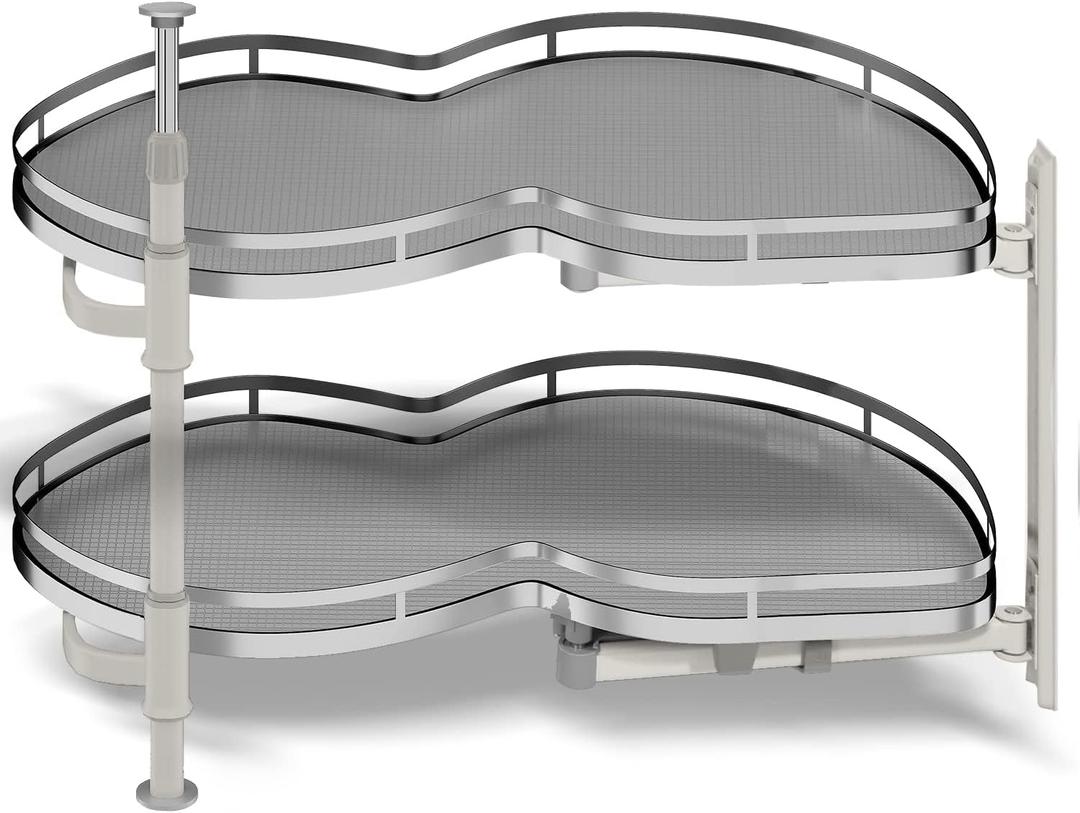 Blind Corner Cabinet Pull Out Organizer, Soft Close Swing Right Pull Out Cabinet Organizer 30inch, Corner Cabinet Lazy Susan for Blind Shelf, 2 Tiers Tray, Adjustable Height (30in-Right Open)