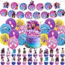 Demon Movie Hunters Party Supplies, Cute Birthday Party Decorations Include Happy Birthday Banner, Balloons, Cake Topper, Cupcake Toppers Cartoon Table Decorations