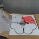 Semi Flush Mount Ceiling Lights, 4-Light 18" Ceiling Light Fixtures with Fabric Shade in Flower Shape, Brushed Nickel Farmhouse Drum Lighting for Nursery Bedroom Kitchen, AD-22009-4SF-SN