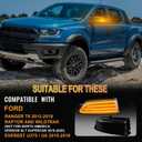 Sequential LED Side Mirror Marker Light Compatible with 2019-2023 Ford Ranger Lariat 2012-2019 T6 Raptor Wildtrak 2015-2019 Everest U375 UA, Mirror Turn Signal Light, Smoked Lens