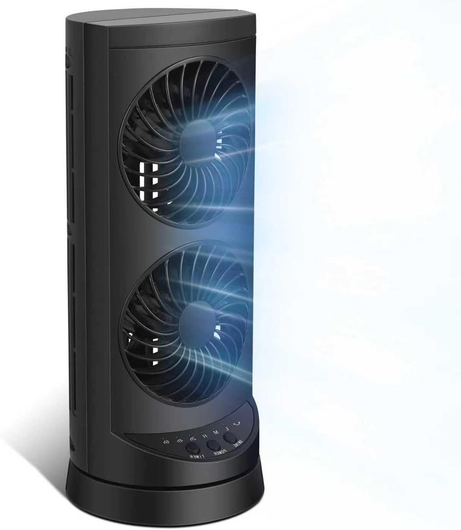 Personal Tower Fan for Bedroom, Portable Desk Table Fan3 Speeds Cooling Standing Fan with 12H Timer, 60 & 110 Oscillating Floor Tower Fans That Blows Cold Air for Bedroom Office,Dark Grey