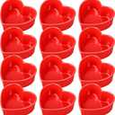 12 Pcs Heart Shaped Ceramic Ramekins Small Dessert Bowls 6 oz Oven Safe Ceramic Dish Dip Bowl Seasoning for Valentine's Day Serving Sauce Snack Baking Brulee Pudding (Red)