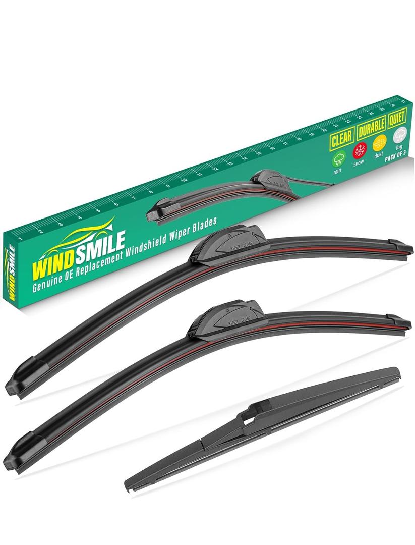 24" 17" 12" Windshield Wiper Blades Replacement for Toyota RAV4 2006 2007 2008 2009 2010 2011 2012 RAV 4 Premium All Weather Front Rear Wipers Set - OEM Quality (Pack of 3)