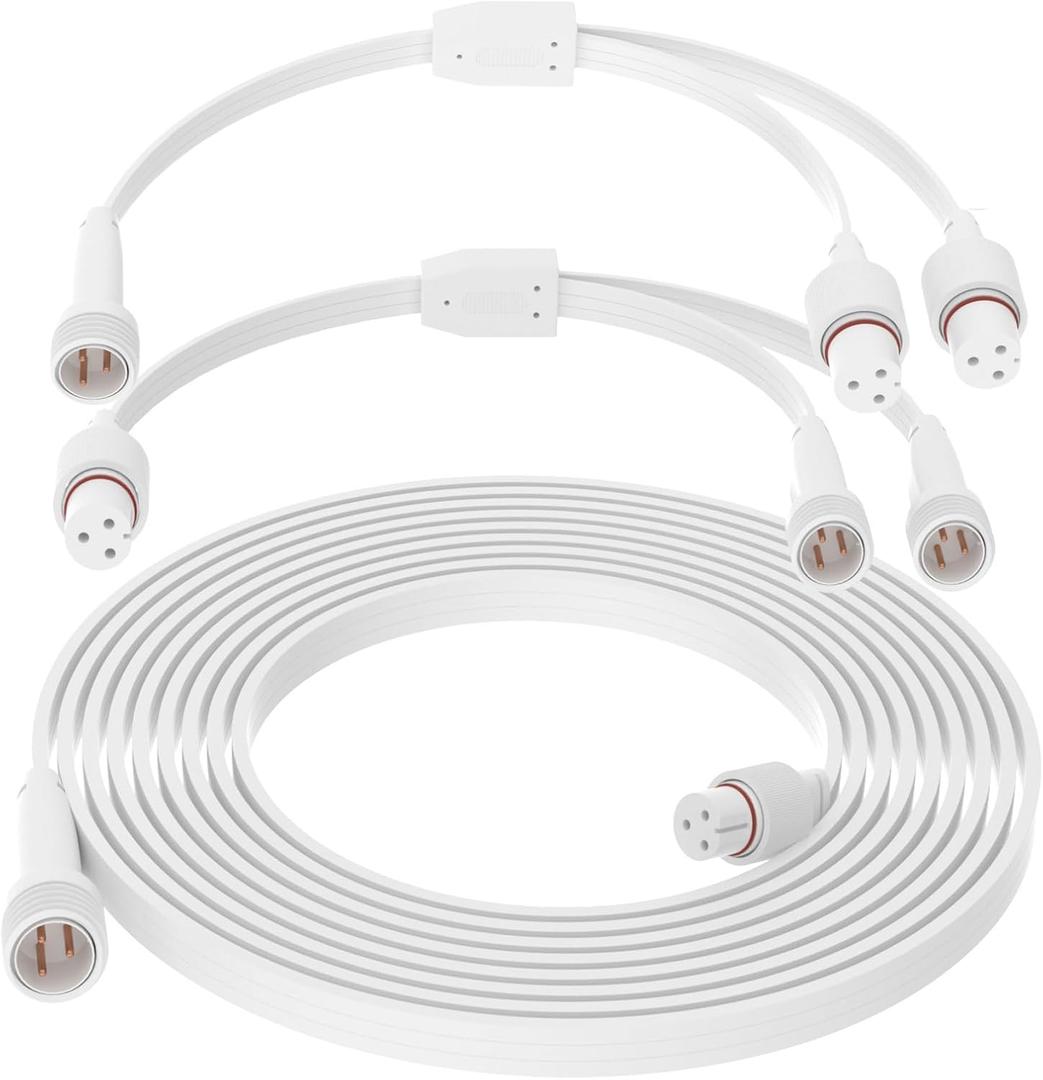 32FT Extension Cable Kit for Govee Permanent Outdoor Lighting,Compatible with Govee H705A H705B H705C H706A H706B H706C, 3 Pin Power Cord for Dots String Lights IP68 Waterproof Rating