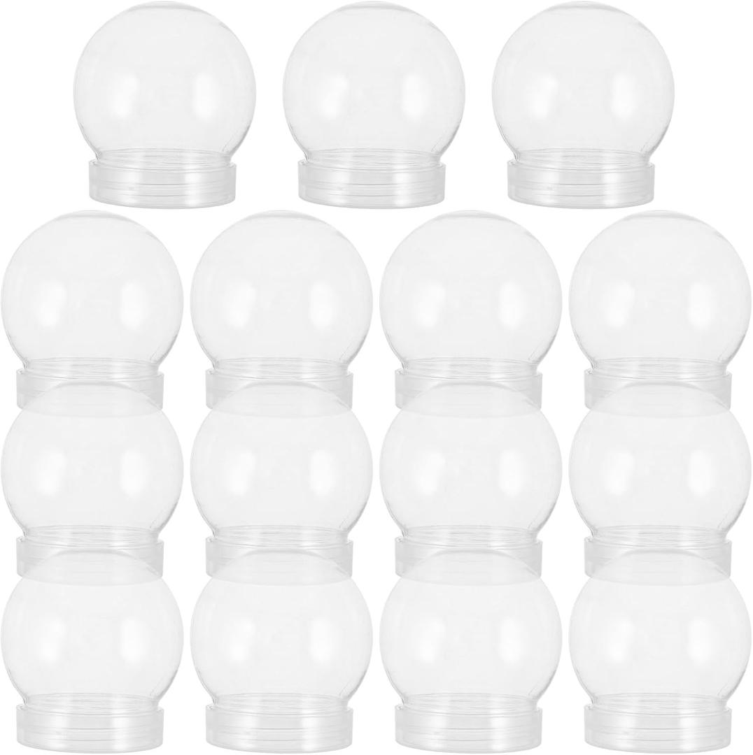 BESTOYARD15 Pack2.8inch in height and2.4inch in diameter Snow Globes DIY Snow Globes Clear Plastic Water Globe with Screw Off Cap Water Globe Jar for DIYCraftsChristmas Home Decoration Snow Globe Kit.