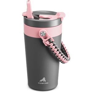 16 oz Insulated Coffee Mug for Outdoor: 2-in-1 Straw Flip Lid, Keep Cold 24H, Fit in Car Cupholder, Leakproof, Stainless Steel Coffee Tumbler with Handle for Work, Sports, Gifts and Home (Rebellion)