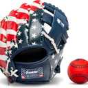 Franklin Sports Kids Baseball Gloves - RTP Youth Teeball Glove + Ball Set - Boys + Girls Teeball Mitt Set - Kids + Toddlers - 9.5" (Red/White/Blue)