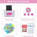 160 Pink American Printed Mahjong Game Set with Carrying Bag and Accessories, 1.2 Mahjong Tile Set, 1.2 X 0.9 X 0.59 Inches