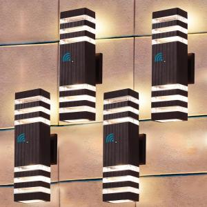 4-Pack Dusk-to-Dawn Exterior Wall Light Fixtures  3-Layer, 14W, 1200 LM Warm White 3000K  IP65 Waterproof Aluminum Modern Outdoor Lights for House, Porch, Hallway, Patio, Garage (Dusk-to-Dawn 4-Pack, 3-Layer, Multicolor)