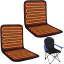Wenqik USB Portable Heated Seat Cushion 17.72"x17.72" Heated Stadium Seat Cover 3 Mode Adjustable Heated Seat for Outdoors with Back Support Heating Pad for Chair at Work Office Bench (Black,2 Pcs)