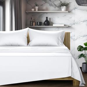 TEXAS LINEN CO. 100% Egyptian Cotton Sheets California King Size Bed Set - 4 PC 1200 Luxury High Thread Count White Cal King Sheet Set, Silky Soft, Cooling, Sateen Weave, 17" Deep Pocket Bedsheet