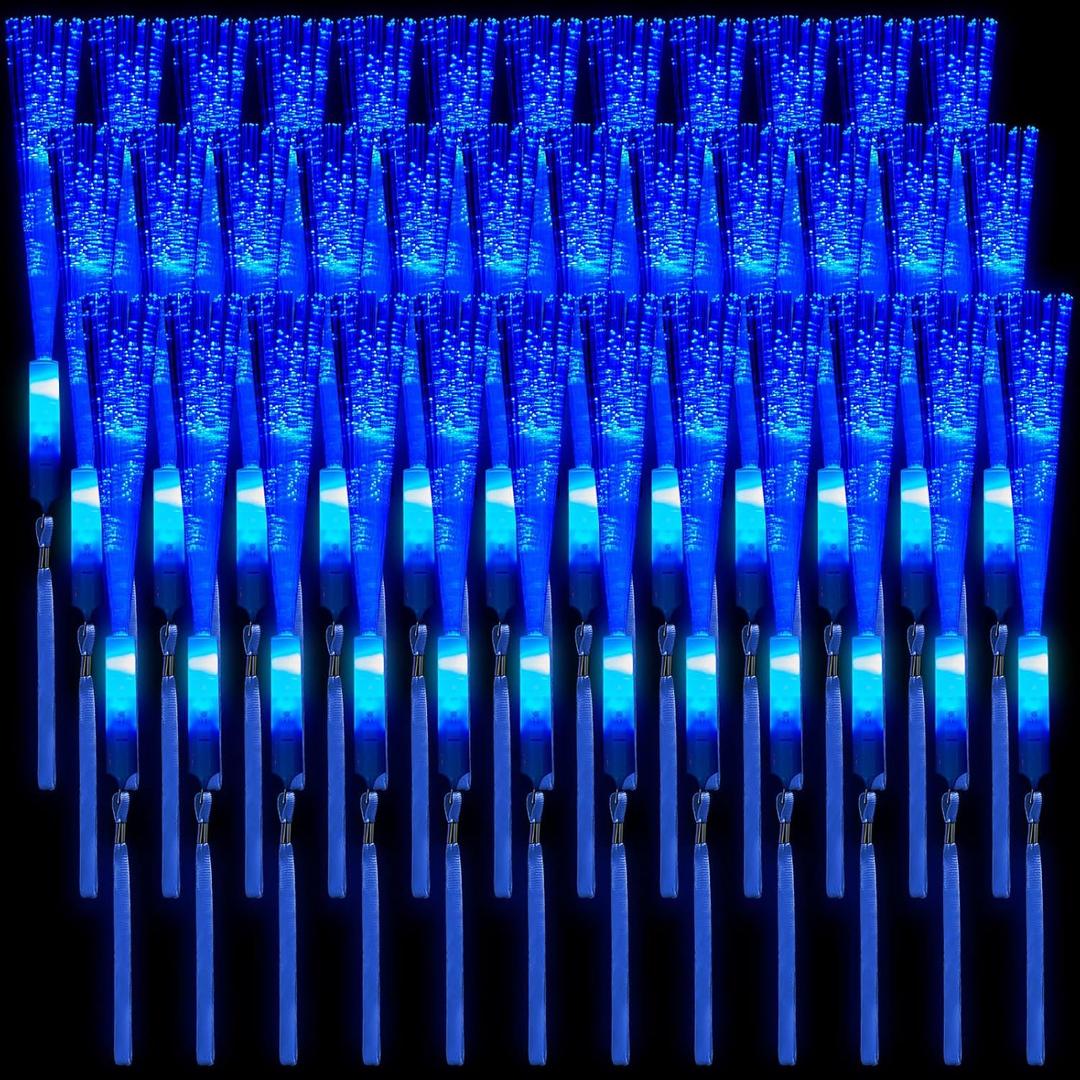Skylety 36 Pcs Fiber Optic Wand, LED Fiber Optic Wand with 3 Light Modes, Glow Fibers Optics Sticks for Wedding Neon Party, New Year Party Favors, Bar Dj (Blue)