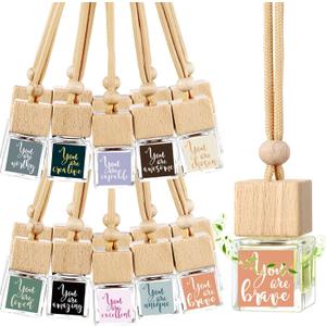 20 Pcs Christmas Thank You Gift Bulk Empty Car Air Freshener Diffuser Hanging Ornament Glass Essential Oil Diffuser Teachers Volunteer Staff Employee Appreciation Gifts