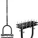 Saker Lawn Aerator, Lawn Aerator Tool with 15 Iron Spikes, Automatic Leaf and Dirt Cleaning, Spring-Loaded Design, Manual Aeration Lawn Tool for Loosening Soil Aerating Patio, Yard, Garden