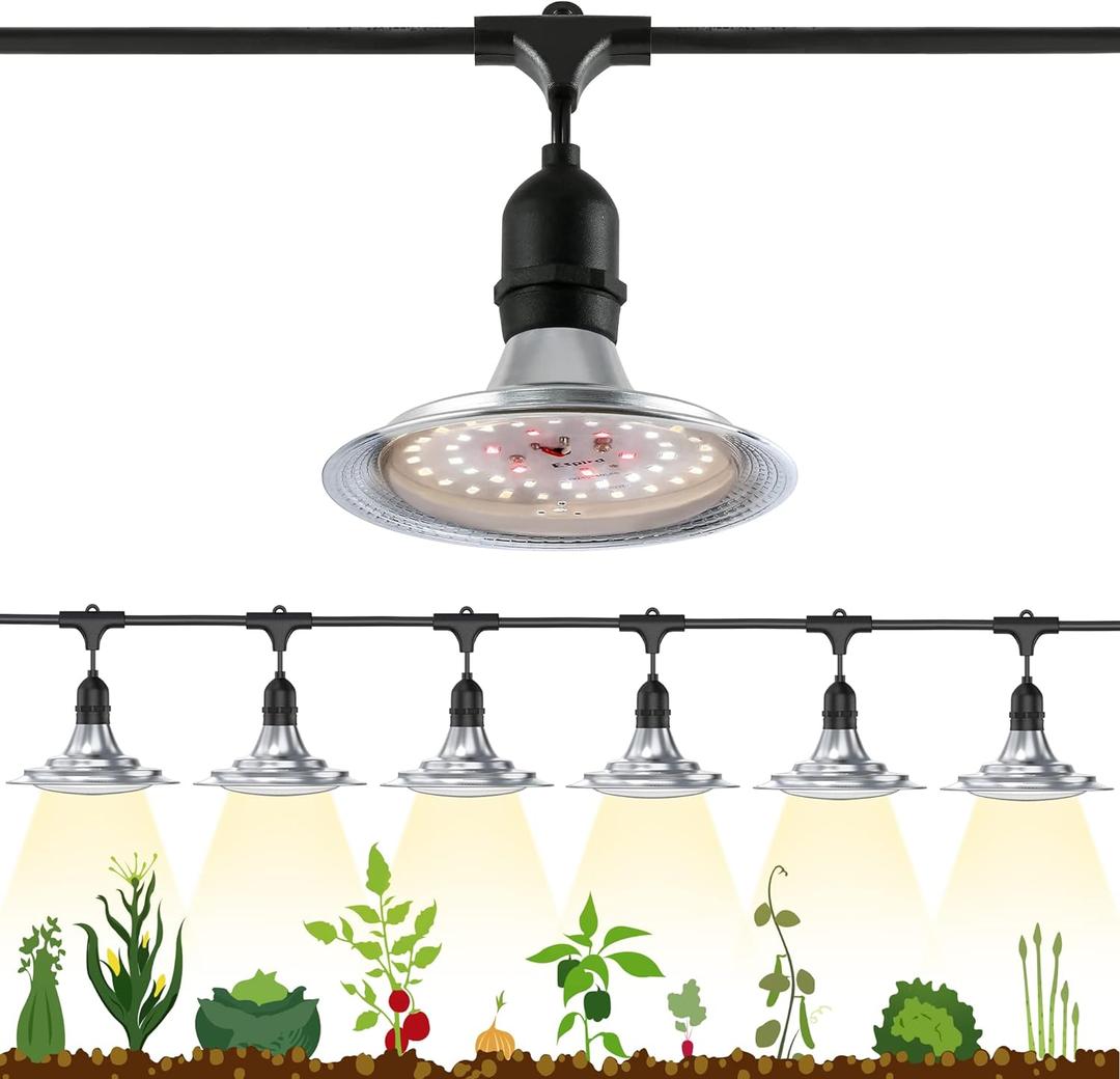 Espird Outdoor Grow Light, 6-Light Greenhouse String Grow Light, Waterproof Plant Growing Lamps, UL Certified LED Grow Lights for Greenhouse Garden, 21.3FT Full Spectrum Light for Veg Seedling Flower
