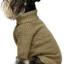 Fitwarm Thermal Knitted Dog Sweater Doggy Winter Coat Pet Clothes Doggie Turtleneck Jacket Puppy Outfits Cat Sweatsuit Sage Green Medium