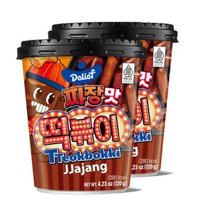 DELIEF Tteokbokki Cup Jjajang Flavor 4.23oz(120g) Korean Street Food Korea Instant Rice Cake Snack, 2 Packs