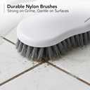 OVENTE 5pcs Scrub Brush Set with Wiper & Dustpan, Scrubbing Brushes for Household Use with Ergonomic Handle & Stiff Bristles Ideal for Cleaning Kitchen, Bathroom, Dishes, Tiles & Sink, White CTB018WGY