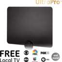 GE Ultra-Thin Amplified TV Antenna, 4K Ready 1080P Digital HDTV UHF VHF, Long Range Indoor TV Antenna, Amplifier with LTE Filter, Reversible Black/White Finish, 48862