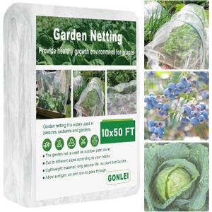 GonLei Garden Netting 10 X 50 FT Ultra Fine Netting for Garden Protection,Garden Netting for Raised Beds,Mosquito Net for Blueberry Shrubs Vegetables Fruits Flowers Crops Pest Barrier