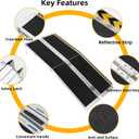 8 FT Portable Wheelchair Ramp, Wheel Chair Ramps for Homes with Transition Plate, Aluminum Wheelchair Ramp with Non-Skid Surface and Reflective Strips, Weight Capacity Up to 600 Lbs