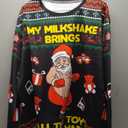 Jumppmile Unisex Ugly Cute Christmas Sweatshirt Crew Neck 3D Print Xmas Pullover Sweatshirt Black Santa Gift XXL/XXXL