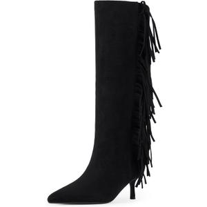 Modatope Knee High Boots Women Kitten Heels Tall Boots Pointed Toe Long Boot for Women, 9.5