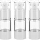 0.5OZ/15ML Clear Airless Pump Bottles, Lotion Dispenser Travel with Pump, Vacuum Plastic Travel Size Lotion Bottle for Foundation, Creams, Cosmetic(3 Pack)