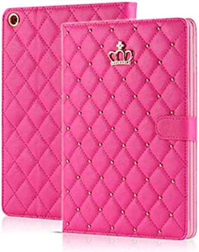 Topwin Cute Crown Case for iPad mini 7 (A17 Pro) 2024/Mini 6 2021, Bling Diamond PU Leather Smart Auto Sleep/Wake with Kickstand Full Body Shockproof for Apple iPad mini 7th/6th Gen 8.3"(Rose Red)