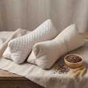 Buckwheat Neck Support Pillow 16 x 5.5 Inches Triangular Bolster with Dual Pillowcases Buckwheat Cervical Neck Cylinder Bolster Pillow for Back Pain Relief Office Lunch Break Sleep Spa