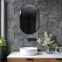 Livelynine 17.5x276" Mid Century Modern Wallpaper Geometric Black and White Peel and Stick Wall Paper with Designs Abstract Accent Wall Covering Aesthetic Bedroom Bathroom Line Contact Paper for Walls