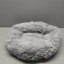 28in Large Dog Bed, Medium Size Dog and Cats, Calming Donut Bed for Puppy and Kitten, Washable Round Fluffy Pet Bed (Light Grey)