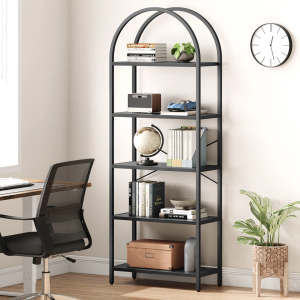 5-Tiers Arched Metal Bookshelf Bookcase Display Storage Shelves Home Office