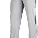 CHAMPRO Men's Triple Crown Open Bottom Piped Adult Baseball Pants (3X-Large, Grey, Black Pipe)