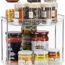 LAMU 2 Tier Lazy Susan Turntable Organizer 9.25'' Rotating Spice Rack Organization for Cabinet, Kitchen, Pantry, Countertop, Bathroom, Vanity, Medicine Cabinet Organizer, Clear
