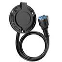 Heavy-Duty 20A 125V AC Port Plug, 12AWG RV Shore Power Inlet Plug with 5-in-1 T-Blade Adapter, 16" Cord AC Power Inlet Socket Plug for RV Trailer Boat Outdoor Electrical Receptacle