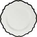 Elegant Disposable Plastic Plates Combo Set Includes 16 Salad Plates Heavy Duty Fancy Party Plates White & Black Contemporary Design