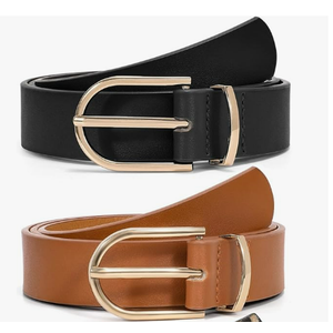 VONMELLI 2 Pack Women's Belts for Jeans Pants Fashion Gold Buckle Ladies Dress Belt (XXL: Fit Waist Size 47-50 Inches, I-black+brownt)