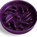 Ceramic Slow Feeder Dog Bowl, 1.5 Cups Dog Food Bowls for Small, Medium, and Large Breed, Anti-Slip Puzzle Food Dish to Slow Down Eating (Deep Purple, 1.5 Cups)