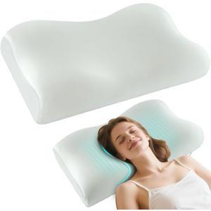 Cloud Align Pillow, Ergonomic Zero-Pressure Memory Foam Core, Neutral Alignment for Side, Back, and Stomach Sleepers, Gently Cradles Head & Provides Neck Support, Washable Pillowcase - Silvery Green