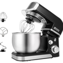 Kitchen in the box Stand Mixer,3.2Qt Small Electric Food Mixer,6 Speeds Portable Lightweight Kitchen Mixer for Daily Use with Egg Whisk,Dough Hook,Flat Beater (Black)