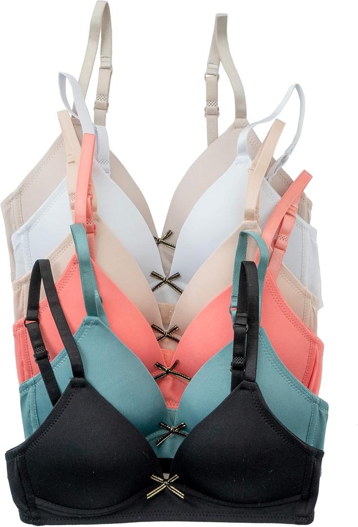 Alyce Ives Intimates Girls, Teens & Petite Women Lightly Padded A Cup Bra-6 Pack (30A, Color: Neutrals 2)