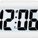 Hense Creative Nightlight Smart Light Alarm Clock Bedside Desk Table Electronic Clock Battery Operated Mute Luminous Alarm Clock with Adjustable Light HA35 (White)