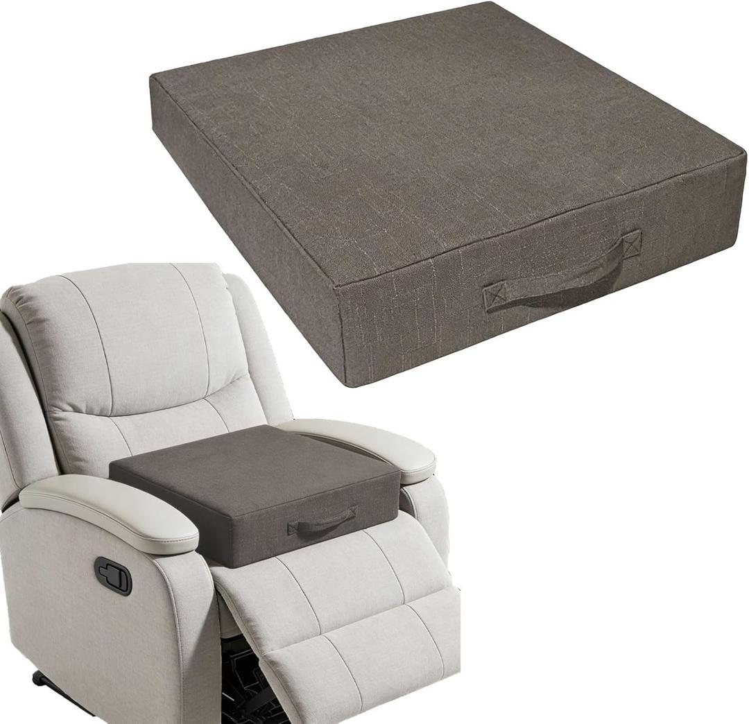Recliner Cushion for Elderly, 20x20x5 Inch Thick. Extra Large Seat Cushion for Couch, Floor, Recliners and Armchairs. Eases Hip & Back Pain and Helps You Stand Up Easier (Grey)